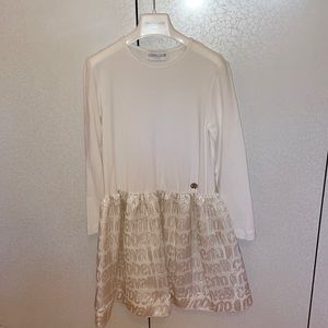 Roberto Cavalli girls logo Junior White Jersey Dress kids size 8.